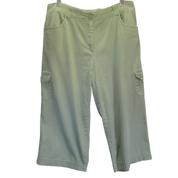 Counterparts Womens Capri Green Size 14 Cotton Blend Button Zip Closure Stretch - Picture 1 of 12